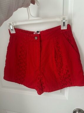 Indigo Eyelet Red Shorts